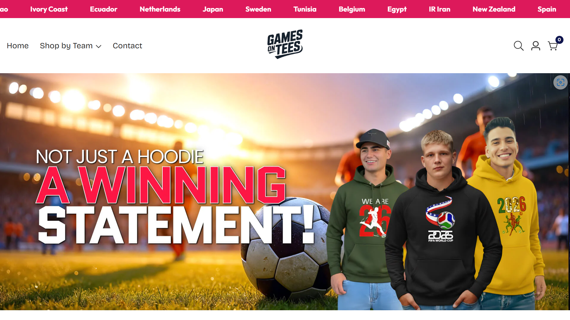 Games On Tees Website Screenshot